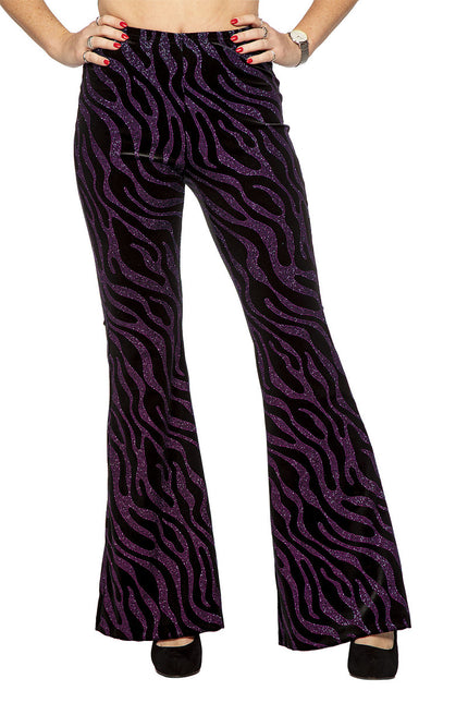 Feestbazaar Party Glitter Broek Velvet Waves Neon Pink