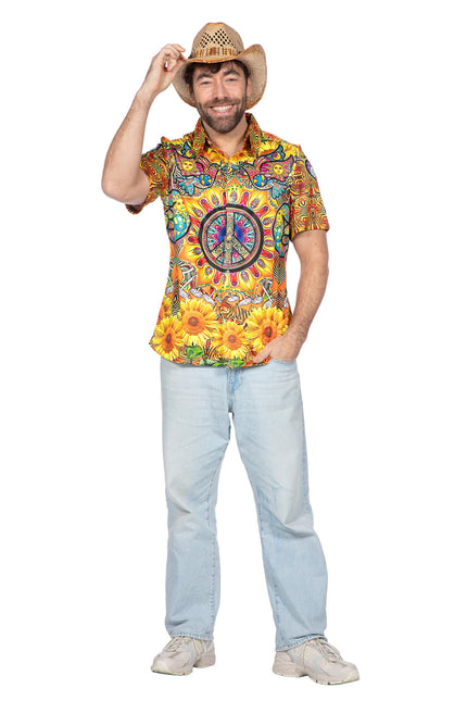 Feestbazaar Party Hippie Shirt Zonnebloem Heren