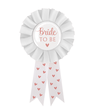 Feestbazaar Party Rozet ´Bride to Be´ Hartjes