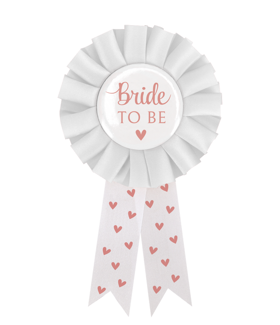 Feestbazaar Party Rozet ´Bride to Be´ Hartjes