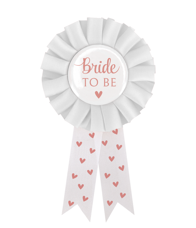 Feestbazaar Party Rozet ´Bride to Be´ Hartjes