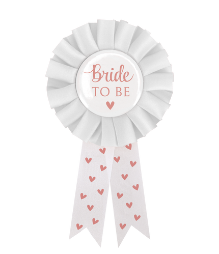 Feestbazaar Party Rozet ´Bride to Be´ Hartjes