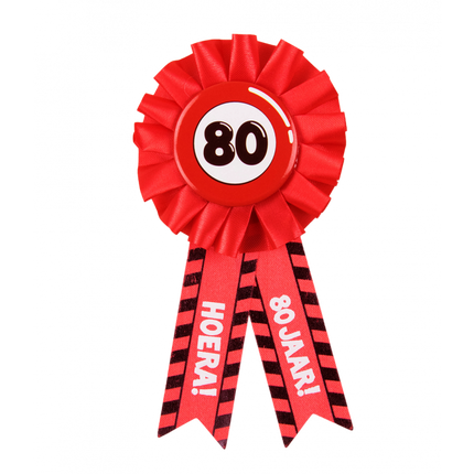Feestbazaar Party Rozet Rood 80 Jaar