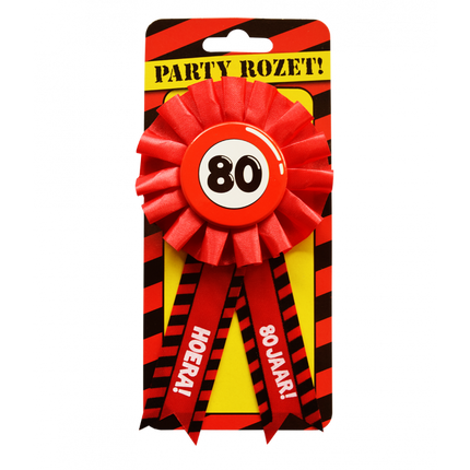 Feestbazaar Party Rozet Rood 80 Jaar