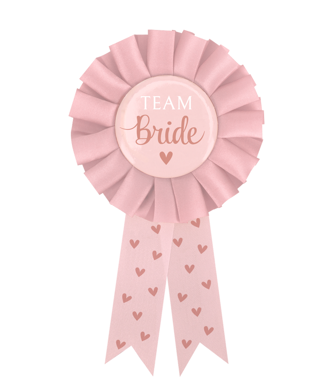 Feestbazaar Party Rozet Team Bride Blush roze