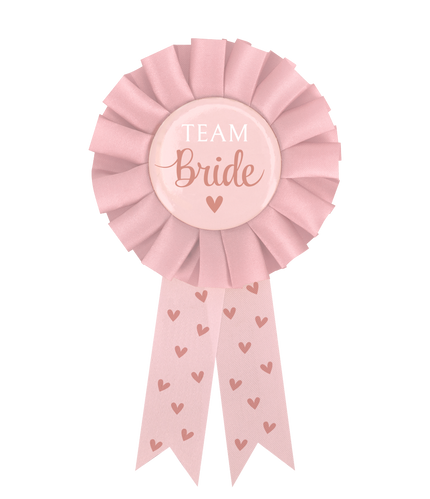 Feestbazaar Party Rozet Team Bride Blush roze
