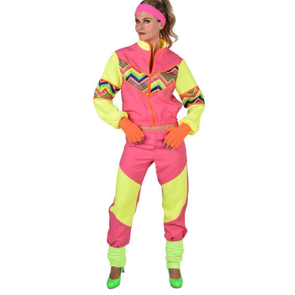 Feestbazaar Party Trainingspak Dames Pink/Geel Neon Premium