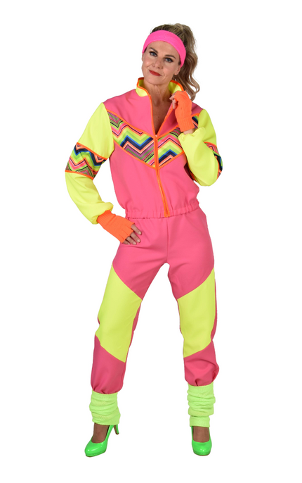 Feestbazaar Party Trainingspak Dames Pink/Geel Neon Premium