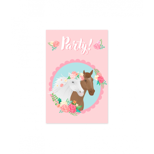 Feestbazaar Party Uitnodigingskaarten Paarden Dreams Roze (6st)