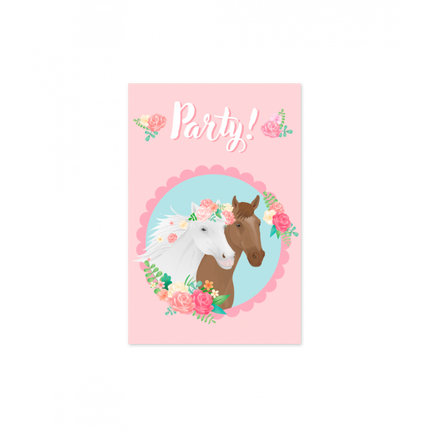 Feestbazaar Party Uitnodigingskaarten Paarden Dreams Roze (6st)
