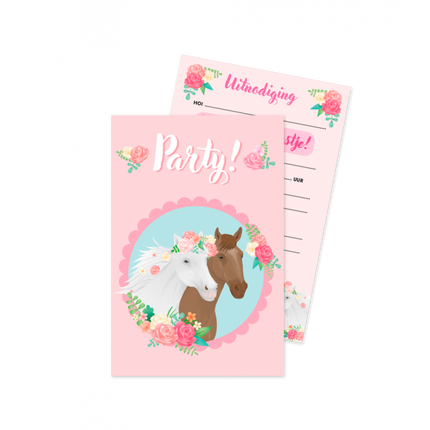 Feestbazaar Party Uitnodigingskaarten Paarden Dreams Roze (6st)