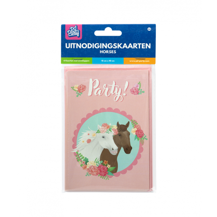 Feestbazaar Party Uitnodigingskaarten Paarden Dreams Roze (6st)