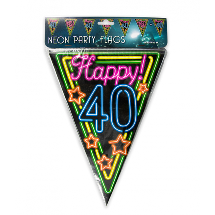 Feestbazaar Party Vlaggenlijn Neon 40 Jaar - 10 Meter