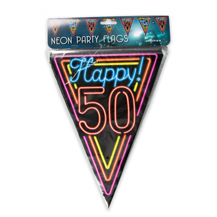 Feestbazaar Party Vlaggenlijn Neon 50 Jaar - 10m