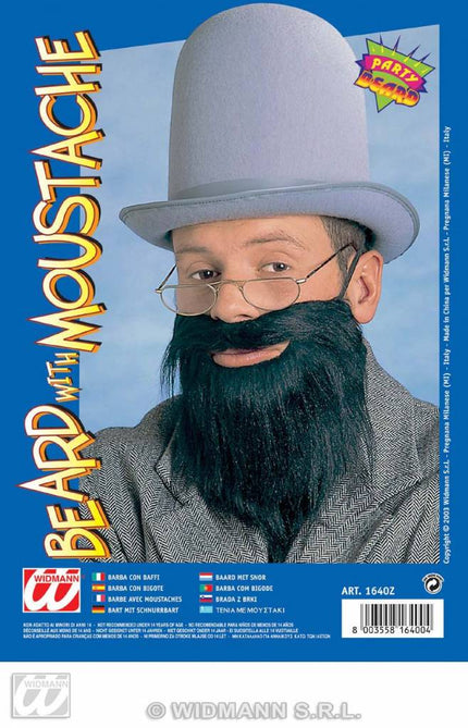 Feestbazaar Partybaard met snor zwart