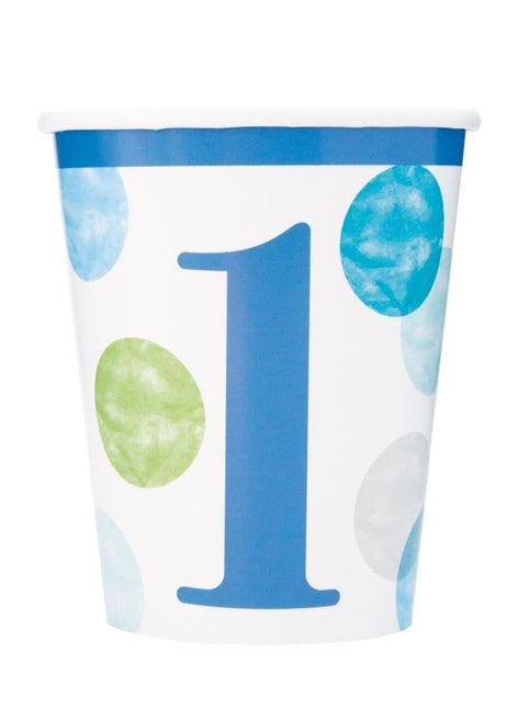 Feestbazaar Partybekers 1 Jaar Verjaardag Stippen Blauw