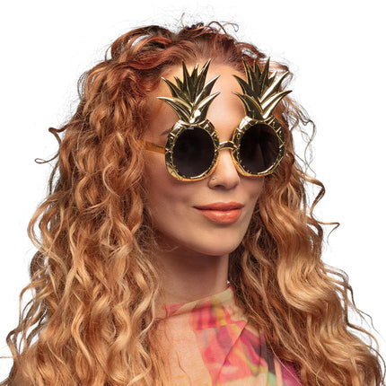 Feestbazaar Partybril Ananas Metallic Goud
