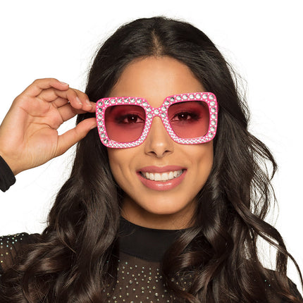 Feestbazaar Partybril Bling Bling Hot Pink