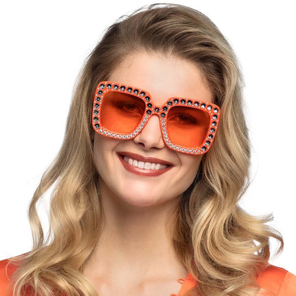 Feestbazaar Partybril Bling Bling Oranje