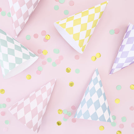 Feestbazaar Partyhoedjes Pastel Print Mix (6st)