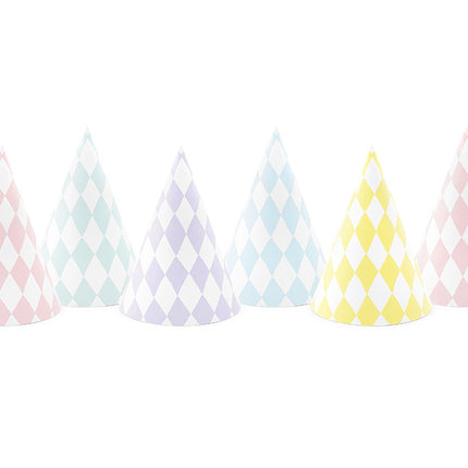 Feestbazaar Partyhoedjes Pastel Print Mix (6st)