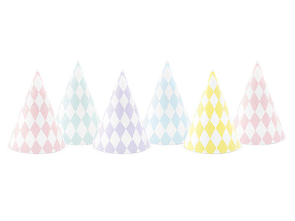 Feestbazaar Partyhoedjes Pastel Print Mix (6st)