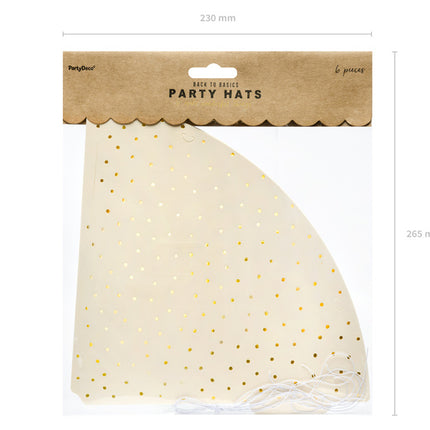 Feestbazaar Partyhoedjes Peach Met Gouden Stippen (6st)