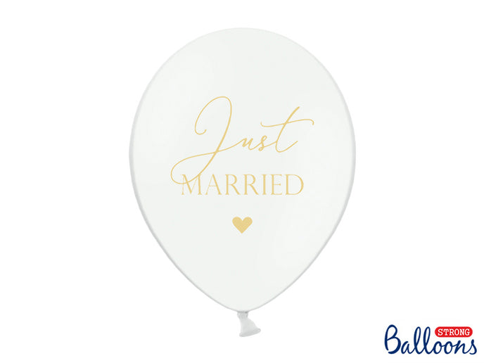 Feestbazaar Pastel Ballonnen Bruiloft Puur Wit 'Just Married' - 6 Stuks