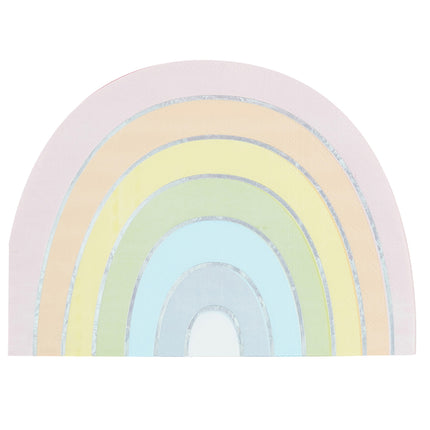 Feestbazaar Pastel Iriserende Servetten Regenboog vorm (16st)
