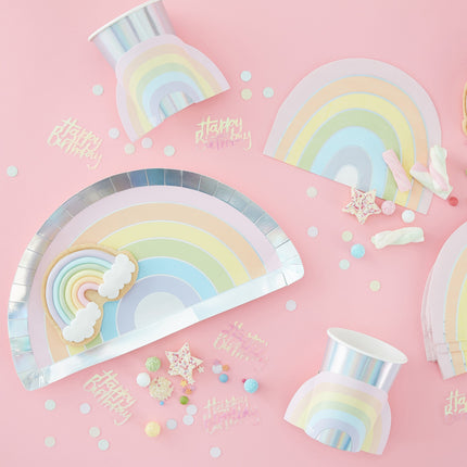 Feestbazaar Pastel Iriserende Servetten Regenboog vorm (16st)