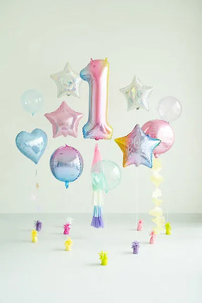 Feestbazaar Pastel Regenboog Folieballon Cijfer 1 (86cm)