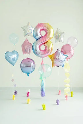 Feestbazaar Pastel Regenboog Folieballon Cijfer 8 (86cm)