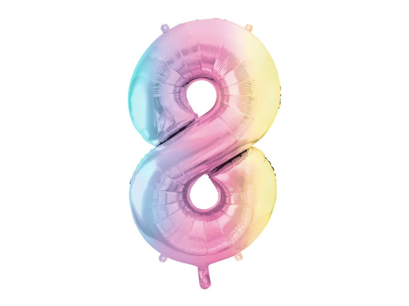 Feestbazaar Pastel Regenboog Folieballon Cijfer 8 (86cm)