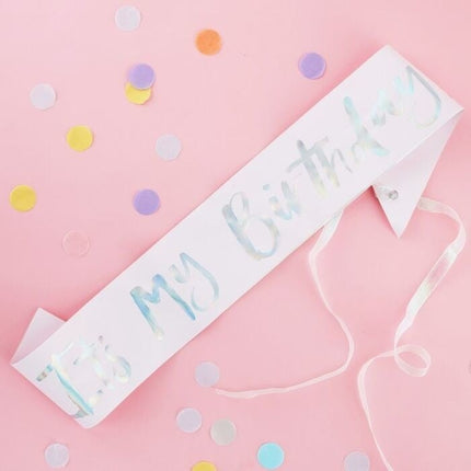 Feestbazaar Pastel Roze Sjerp 'It's My Birthday'