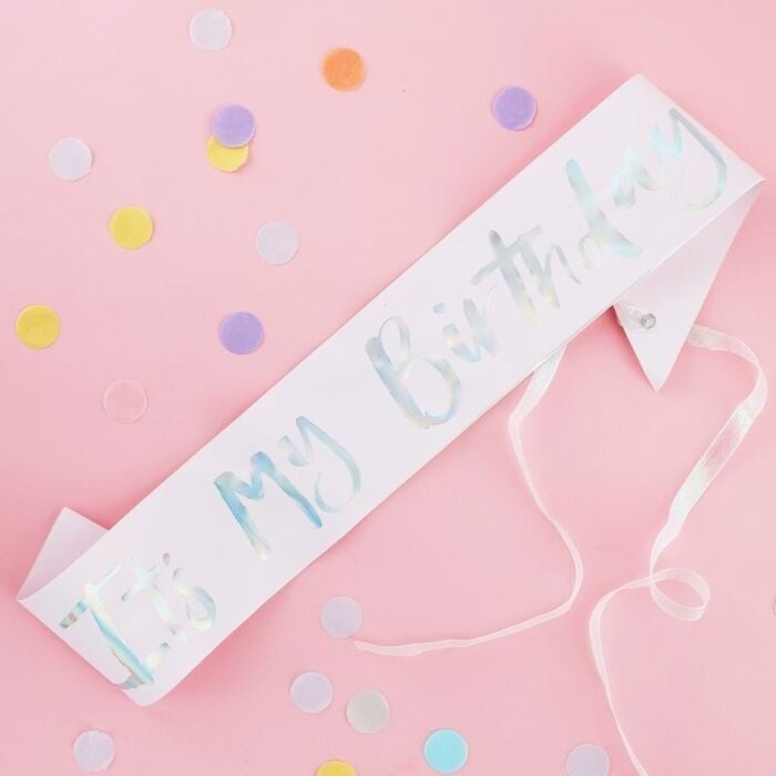 Feestbazaar Pastel Roze Sjerp 'It's My Birthday'