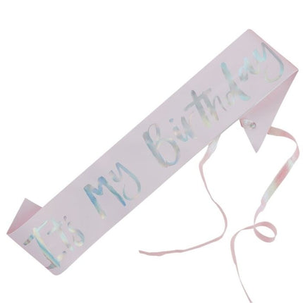 Feestbazaar Pastel Roze Sjerp 'It's My Birthday'