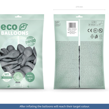 Feestbazaar Pastel Zilvergrijze Ballonnen Premium Organic (100st)