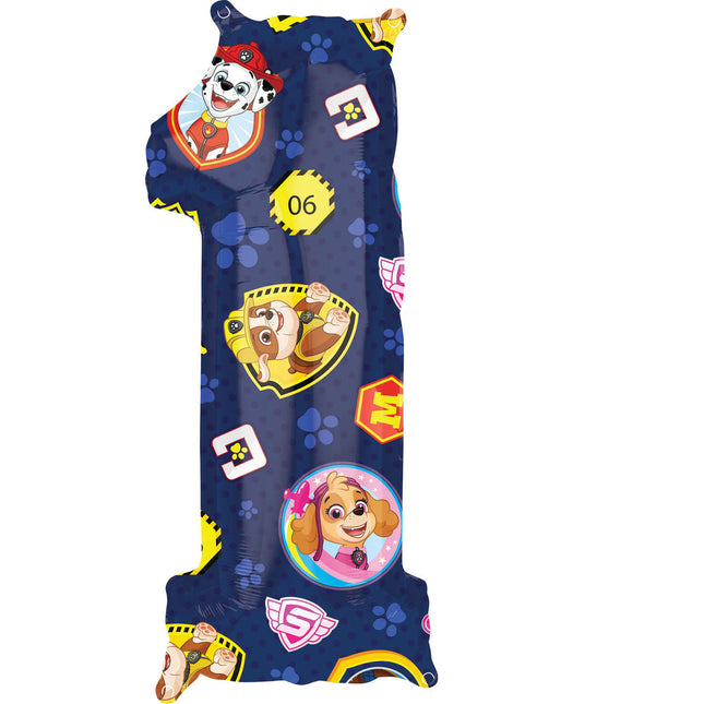 Feestbazaar Paw Patrol Cijferballon '1' (66cm)