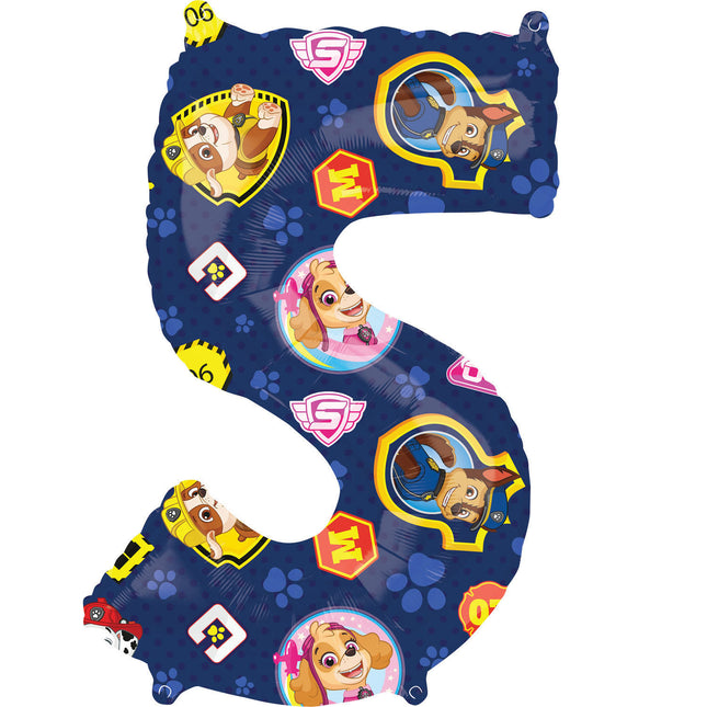 Feestbazaar Paw Patrol Cijferballon '5' (66cm)