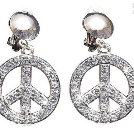 Feestbazaar Peace and Love oorbellen Strass