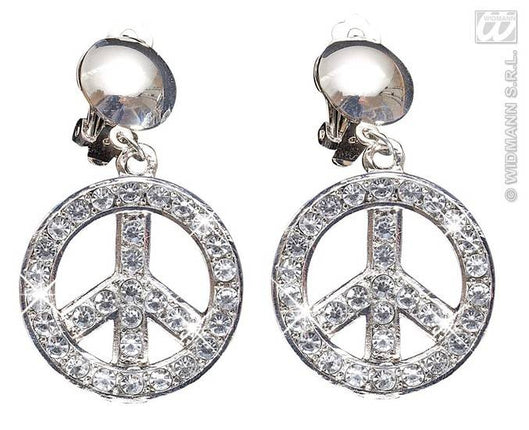 Feestbazaar Peace and Love oorbellen Strass