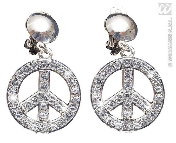 Feestbazaar Peace and Love oorbellen Strass