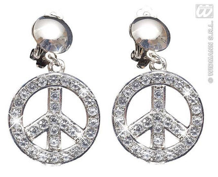 Feestbazaar Peace and Love oorbellen Strass