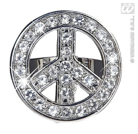 Feestbazaar Peace and Love ring strass