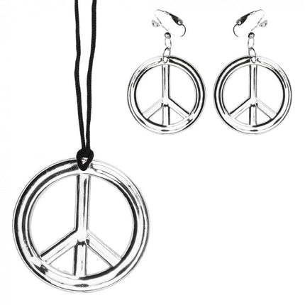 Feestbazaar Peace ketting + oorbellen