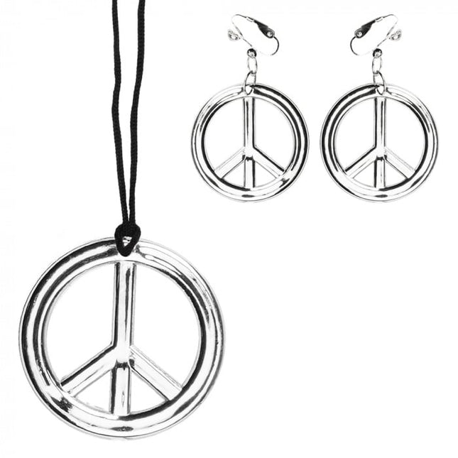 Feestbazaar Peace ketting + oorbellen
