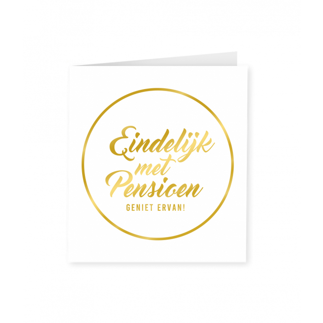 Feestbazaar Pensioen Wenskaart Goud/Wit