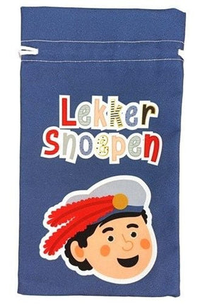 Feestbazaar Pepernotenzakje ”Lekker Snoepen” Blauw (15x25cm)
