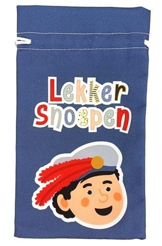 Feestbazaar Pepernotenzakje ”Lekker Snoepen” Blauw (15x25cm)