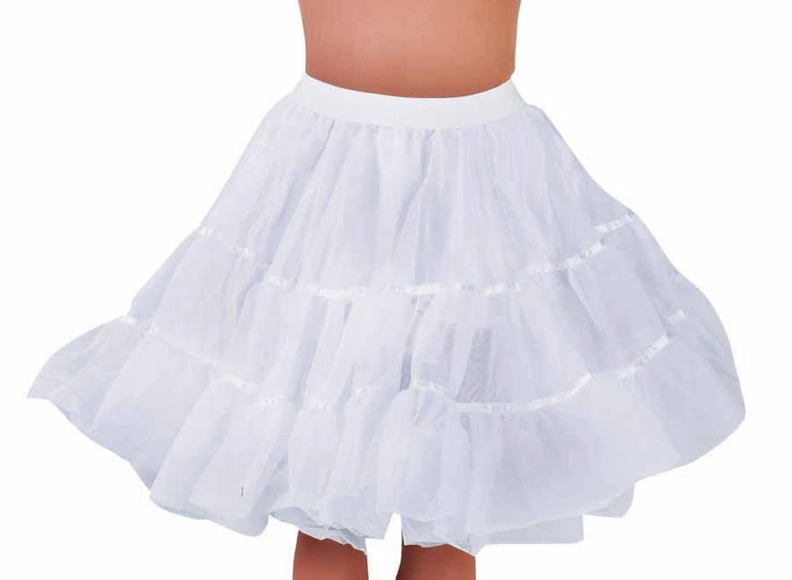 Feestbazaar Petticoat kniehoogte wit met elastiek luxe